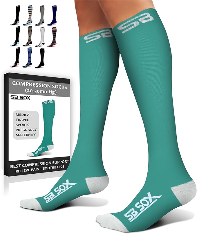 SB SOX Compression Socks for Men & Women (20-30 mmHg) - Best Support Stockings for Travel, Medical, and Sports - Perfect for Everyday Wear