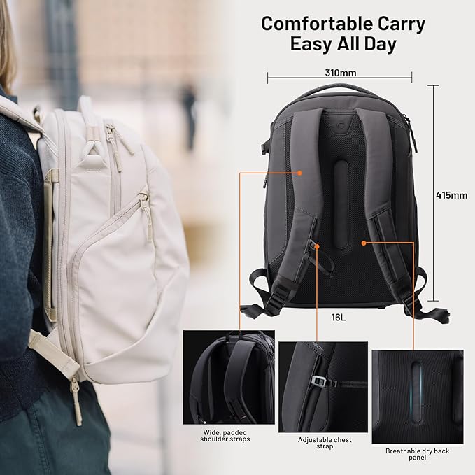 PGYTECH OneGo Lite 16L Camera Backpack Water-Resistant DSLR/Mirrorless Bag for Sony/Canon/Fujifilm, Drone Backpack, Tripod Mount Travel & Weekend Photography Pack for 14" Laptop (Cream)