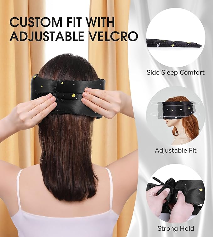 MUSICOZY Mulberry Silk Bluetooth Sleep Mask with HD Stereo Sound, Wireless Sleep Headband Headphones for Side Sleepers, Adjustable Size, Total Light Blocking, Perfect for Travel Relaxation Sleep