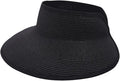 Joywant Womens Sun Visor Hats, Packable Wide Brim Ponytail Beach Hat Straw Visor Summer Beach Vacation Essentials for Womens
