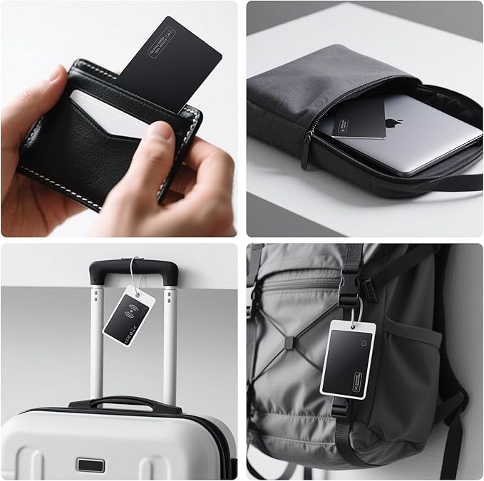 Wallet Tracker Card Air-Tag (iOS Only) - Work with Apple Find My, Bluetooth Tracker Smart Card Wallet Finder, 0.08in Slim, IP68 Waterproof, Item Locator for Luggage Tags, Passports, Purse