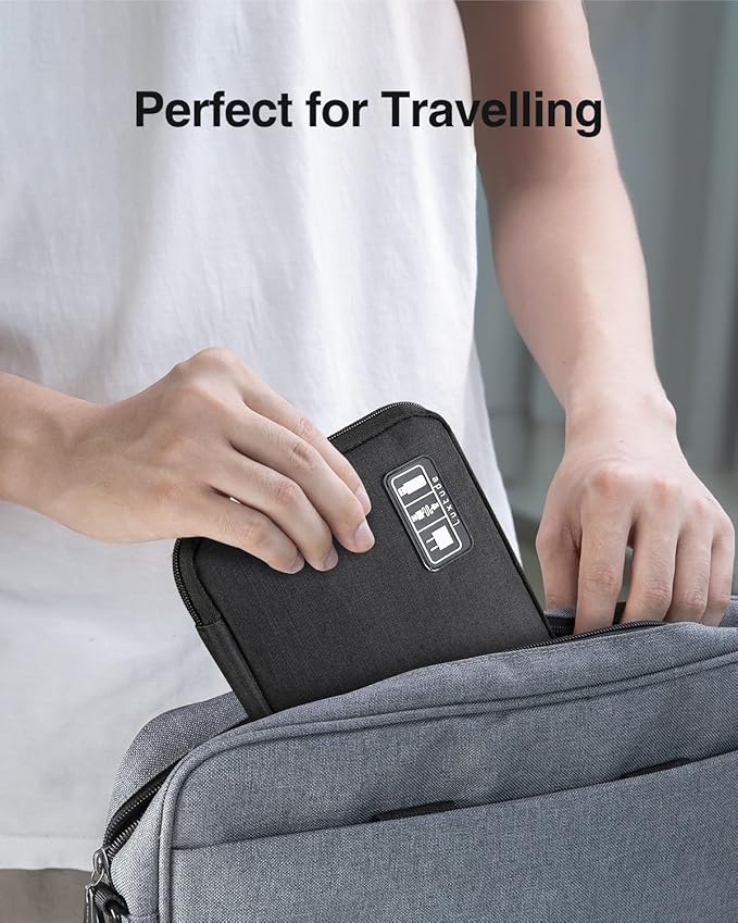 Luxtude Travel Cable Organizer Bag, Flat Cord Organizer Bag, Portable Electronics Case, Travel Essentials for Wire/Cord Storage/Charger Case/Cable Storage/Tech Accessories Pouch/Tech Gifts