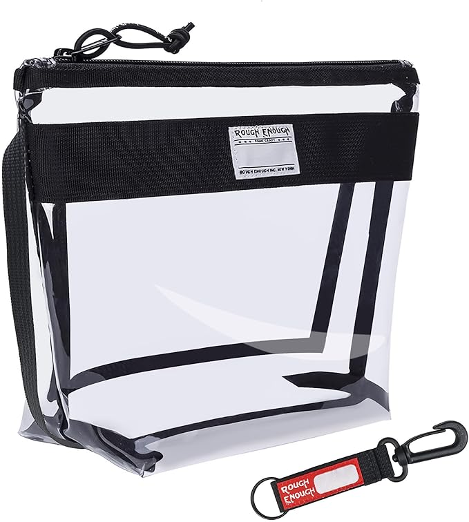 Rough Enough Clear Toiletry Bag Makeup Organizer Cosmetic Pouch with Zipper Handle for Travel Beach Essentials Storage
