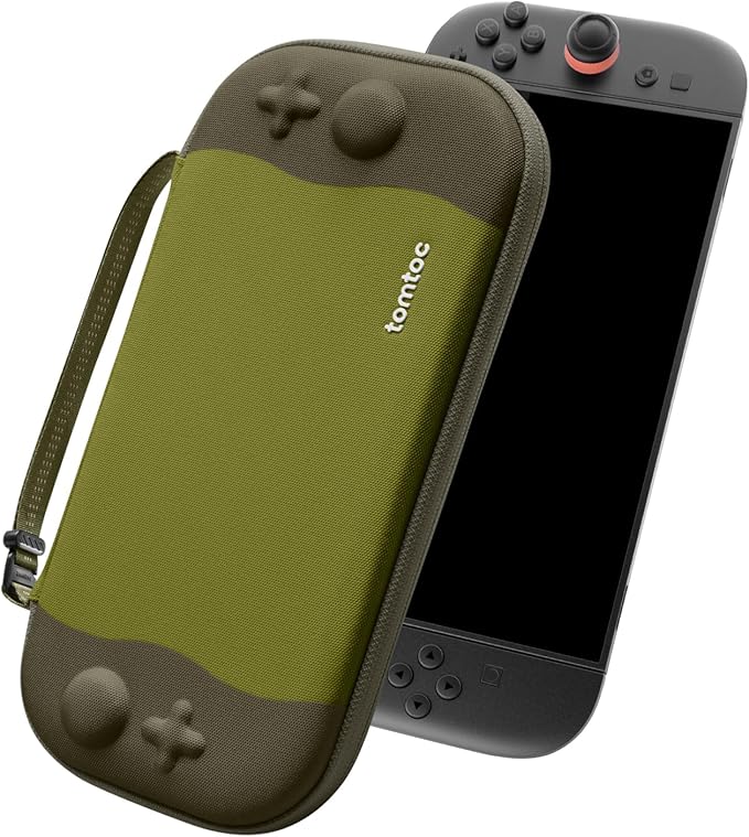 tomtoc Slim Carrying Case for Nintendo Switch 2 Model 2025, Odorless Felt Protective Hard Shell with 12 Game Card Slots, Portable Travel Storage Case with Original Patent and Military Grade Protection