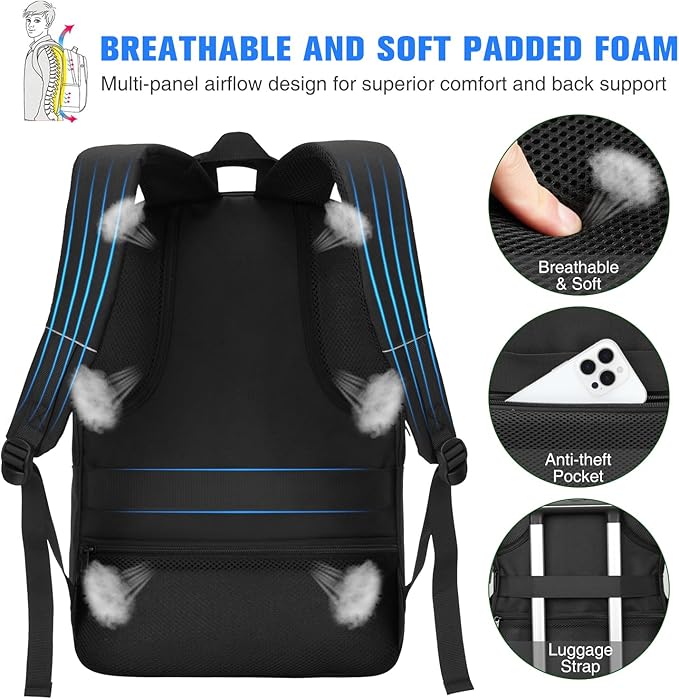 Paude Laptop Backpack,School Backpack Large Bookbag with USB for High School College Students Office Business,Waterproof