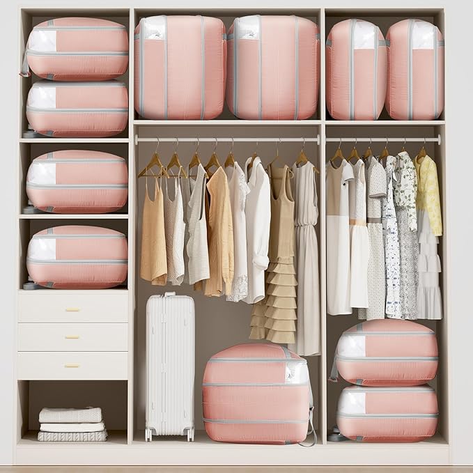 DIMJ Large Comforter Storage Bag with Handls, 100L Washable Blanket Storage, Compression Packing Totes Moving Bags With Zipper, Space Saving Containers For Pillow, Clothes, Bedding, 4 PCS