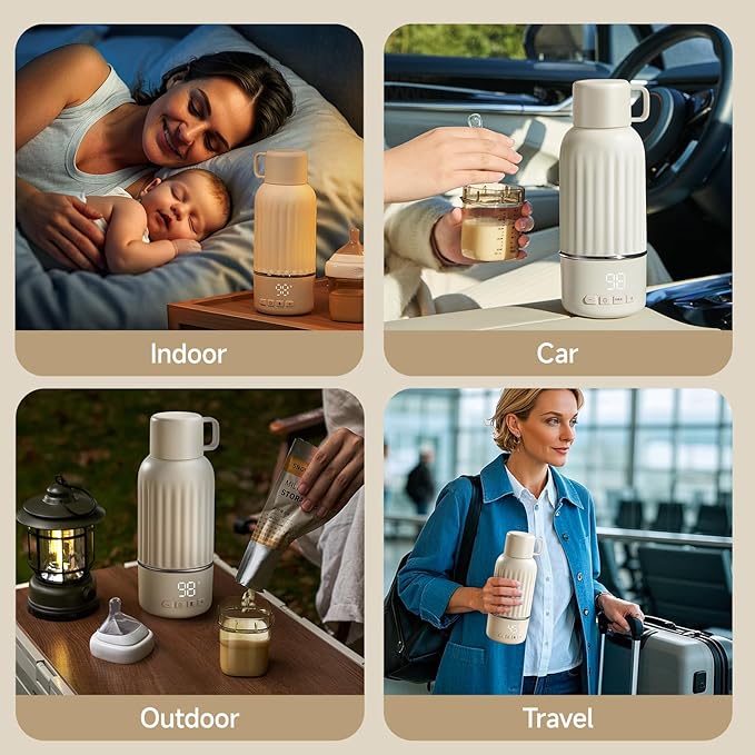 Snow Bear Portable Bottle Warmer for Travel, Fast Heating in 2.5 Mins for Breast Milk, 10200mAh Battery with LED Display, 17oz Large Capacity, Baby Bottle Warmer with Precise Temperature Control(5076)