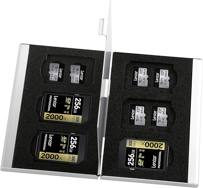 Aluminum SD Card Case, 18Slots Ultrathin SD Card Holder, Memory Card Storage Holder, Fit for 6 SD Card, 12 Micro SD Card, Silver