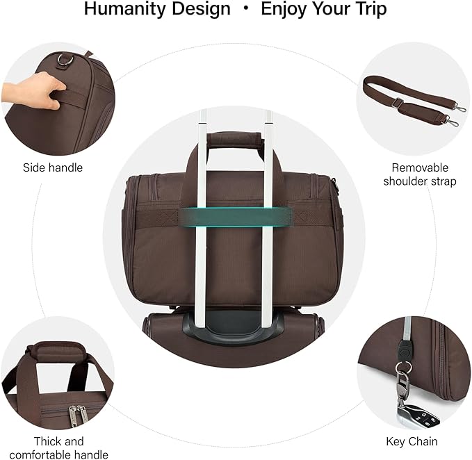 Hanke Underseat Carry On luggage Bags for Travel, Foldable Travel Bags for Women, Soft Lightweight Personal Item Travel Bag Small Carry On Bags for Airplanes, Travel Tote Bags for Women Men.（Coffee）