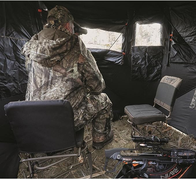 Guide Gear Huntrite 360 Swivel Hunting Blind Chair, 300 Pound Capacity, Folding, Lightweight, Portable, Padded Cushion Hunting Seat, Hunt Gear and Equipment, Black