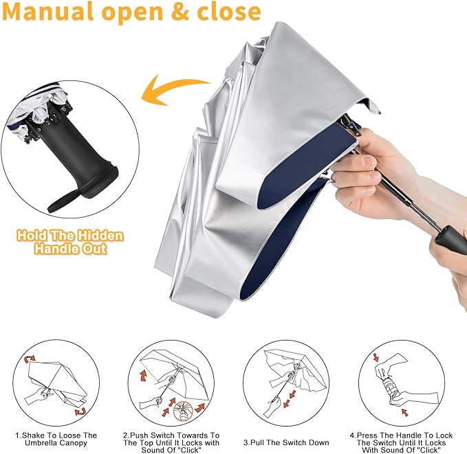 Mini Travel Umbrella - UPF 50+ Sun Protection Compact Manual Open Small Sun Umbrella