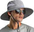 NPQQUAN Ponytail Sun Bucket Hats for Women Men Wide Brim UPF 50+ Fishing & Beach Hats