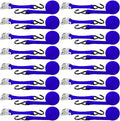 16 Pcs Cambuckle Tie Down Straps 1763lbs Break Strength Securing Straps 1'' x 15 ft Cambuckle Tie Downs with S Hook for Motorcycle, Kayak, Car, Truck, Boat Moving, Securing Cargo(Blue)