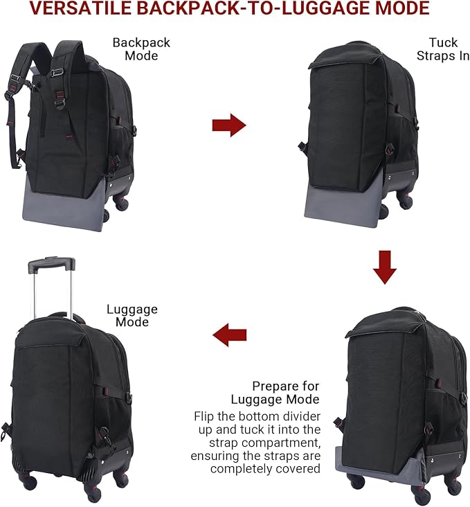 StarCloud 18-inch + 24-inch Checked Backpack Combo Set Large Rolling Backpack with 4 Wheels, Travel Commute Bag, Carry on Luggage Trolley Suitcase (4 Wheels Rolling Backpack)