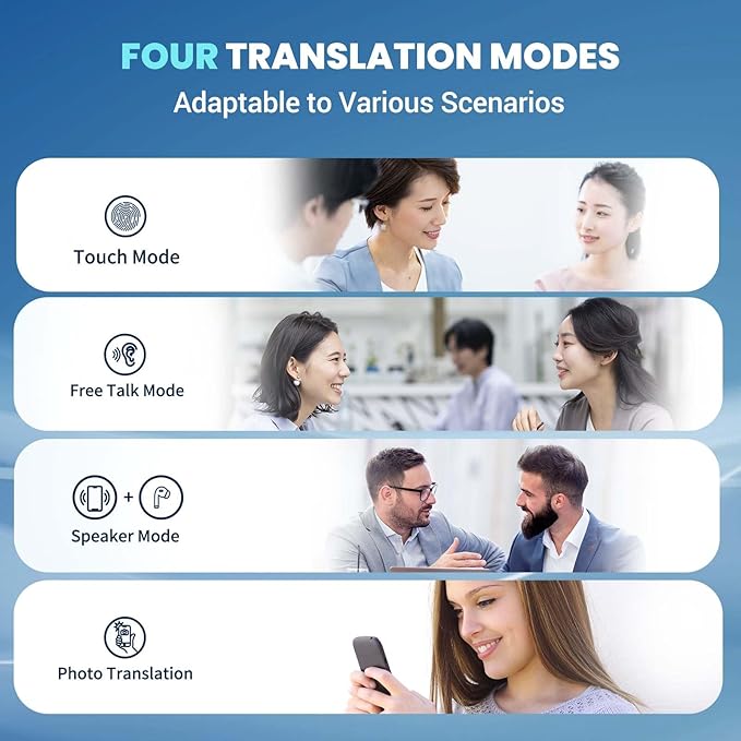 AI Translation Earbuds Real-Time 3-in-1 Language Translator Earbuds Lifetime Free Offline Translation(8 Languages) & Online Translation(144 Languages) Fit iOS & Android AF56 White