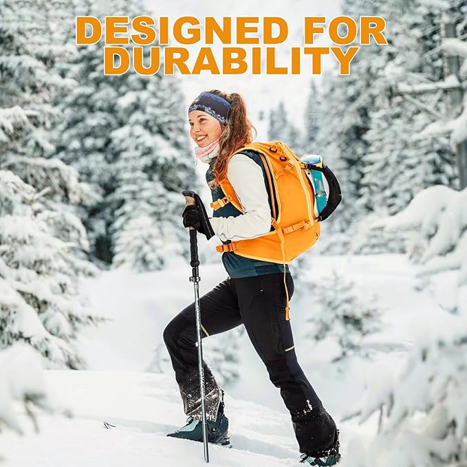 COVACURE Cork Handle Trekking Poles - Collapsible Hiking Sticks with Anti-Shock Tips, Lightweight & Foldable Walking Sticks for Snow Trails & Mountain Climbs, Durable Trekking Gear for Men and Women