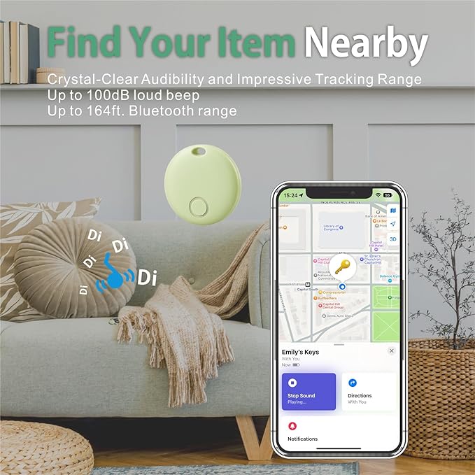 Reyke Smart Tag, Air Tracker Luggage Tracker, Works with Apple Find My (iOS Only), Item Locator for Key, Luggage, Backpack, Wallet, IP67 Waterproof, Green