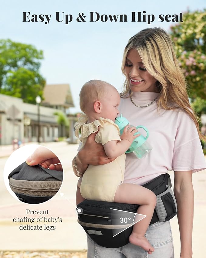 MOMTORY Carryall™ Pro Baby Carrier, Safety-Certified 6-in-1 Ultra Storage Baby Carrier Newborn to Toddler, Front & Back Baby Holder Carrier with Hip Seat, Pure Black