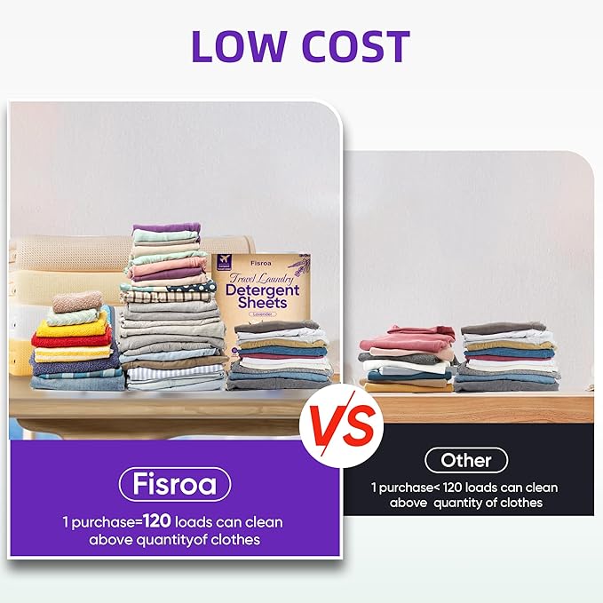 Eco-friendly Laundry Detergent Sheets - 120 Loads, Plastic-Free Washer Strips, Lavender Liquidless Laundry Sheets