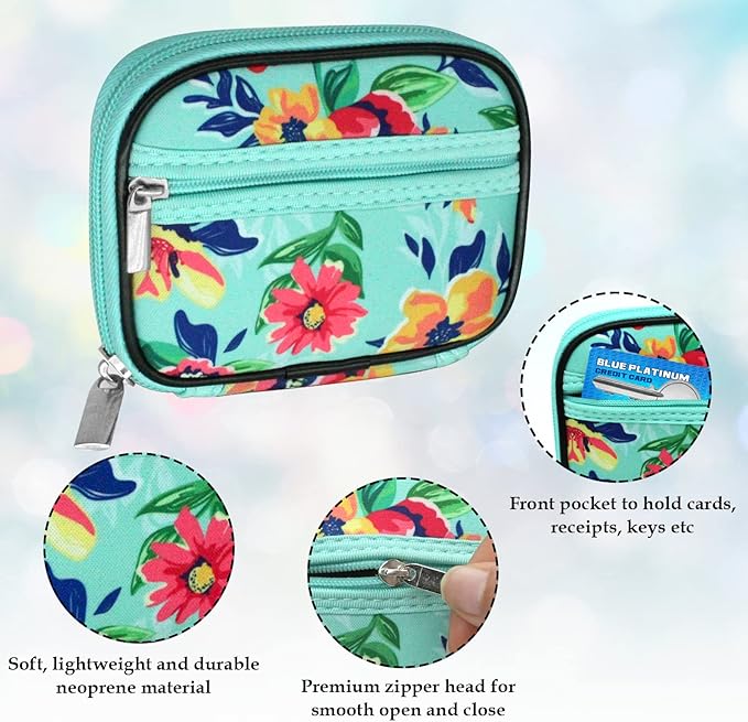 Serfeymi Weekly Travel Pill Organizer Pill Case for Purse with Removable 7 Day Pill Box, Fashionable Travel Medicine Organizer Pill Container for Medicine, Vitamin, Supplement - Black 01 + Green 01