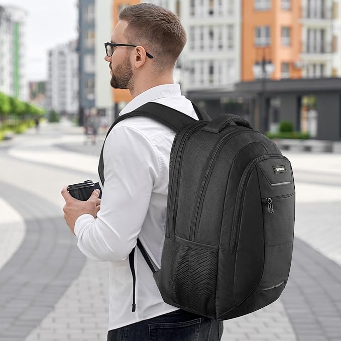 Backpack for Men and Women, School Backpack for Teens, Black Backpack for Boys with USB Charging Port Fits 15.6 Inch Laptop, Water Resistant Travel College Bookbag