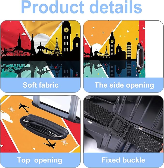Luggage Cover Washable Suitcase Protector Anti-Scratch,Stretchable Fit for 20-34Inch Luggage Durable Travel Bag Cover with Zipper Closure (Travel-2, XL(fits 32-34Inch suitcase))