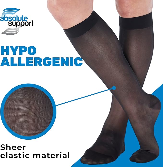 (3 Pairs - Closed Toe) Made in USA - Plus Size Compression Stockings for Women 15-20mmHg - Womens Sheer Compression Knee High for Varicose Veins, Swelling, Pain Relief - Black, 2X-Large - A101BL5-3