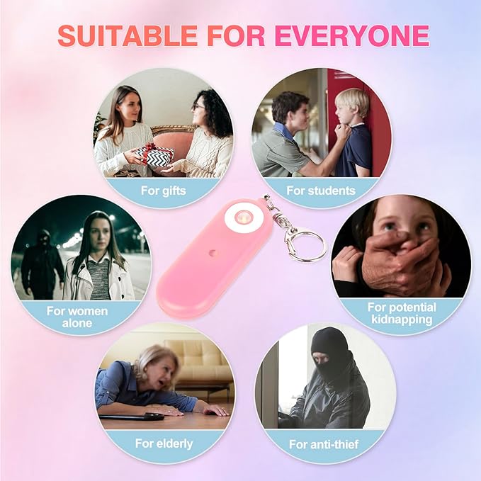 Personal Safety Alarm for Women - 130dB Self Defense Keychains Siren Whistle, Replaceable Battery with SOS LED Strobe Light - Emergency Security Safe Protection Devices for Kids Elderly