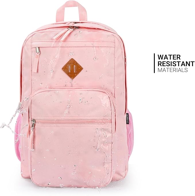 ZORFIN 26L Backpack for College, and Travel: Water Resistant Bookbag - Pink