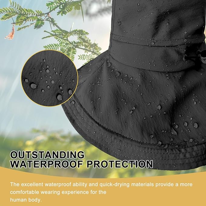Sun Hats for Women Wide Brim Ponytail UV Protection Beach Hat Packable Waterproof Bucket Hat for Travel Hiking Gardening