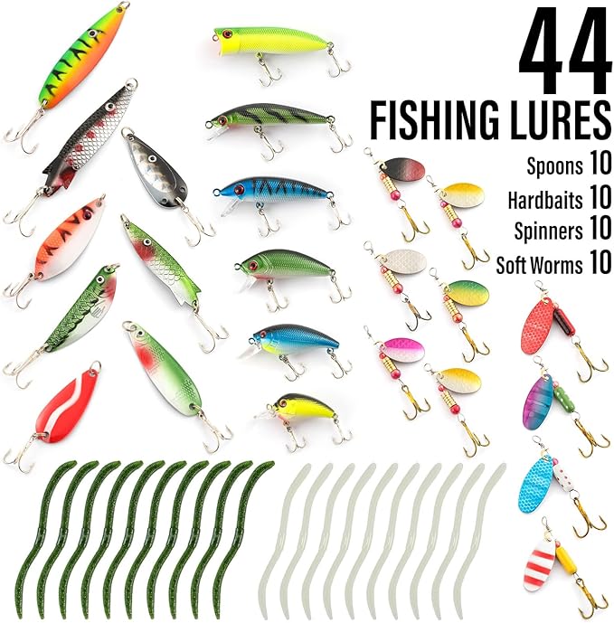 Dr.Fish Fishing Rod and Reel Combos 125-Pieces Telescopic Spinning Pole Reel Gear Equipment Set with Tackle Bag for Adult Collapsible Travel Complete Fishing Set Men Starter Freshwater Saltwater