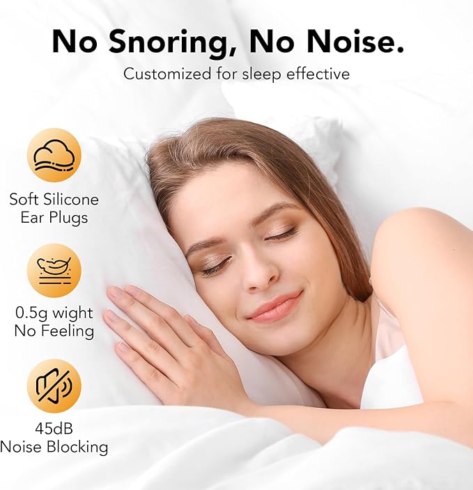 Ear Plugs for Sleeping Noise Cancelling -45dB, Soft and Reusable Silicone Hearing Protection Earplugs with 8 Eartips and Carrying Case, for Sleeping, Concert, Working, Studying, Traveling (Pink)