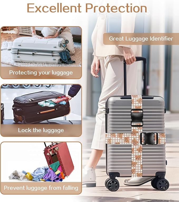Luggage Straps for Suitcases Travel Belt Luggage Band Heavy Duty Traveling Luggage Identifier Cute Women Girls Unique Accesory,