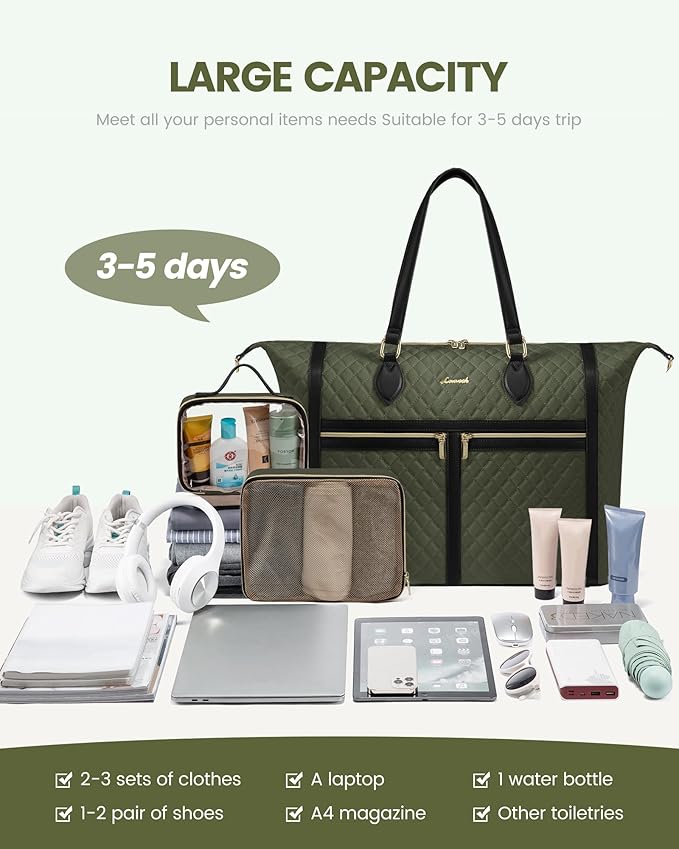 LOVEVOOK 4-in-1 Travel Weekender - Duffle, Carry On, Overnight & Toiletry Bag with Wet Pocket