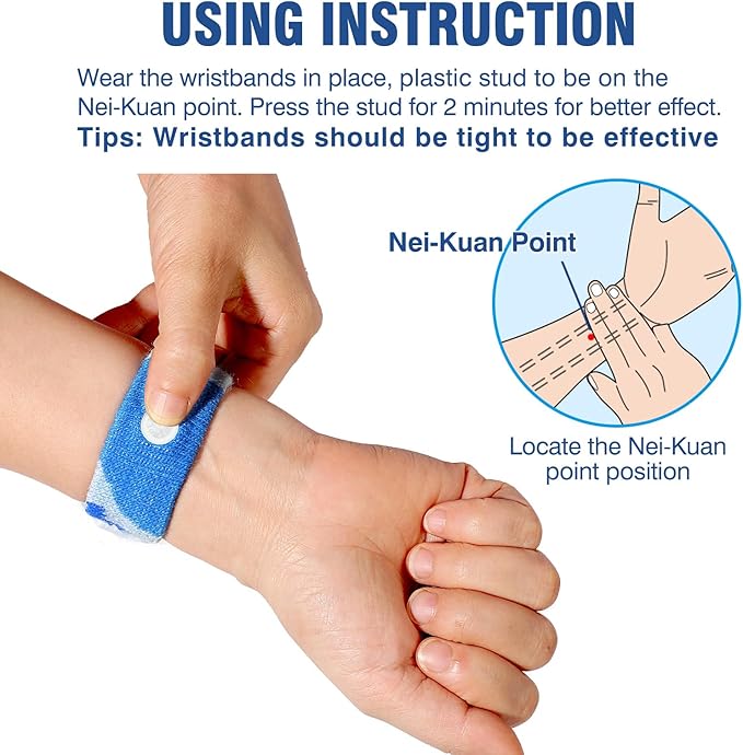Motion Sickness Bands Anti Nausea Wristband for Adult and Kids Morning Sickness Relief for Pregnant Women Acupressure Nausea Relief for Car, Sea, Air Sickness - 2 Pairs Camo Blue, Camo Blue