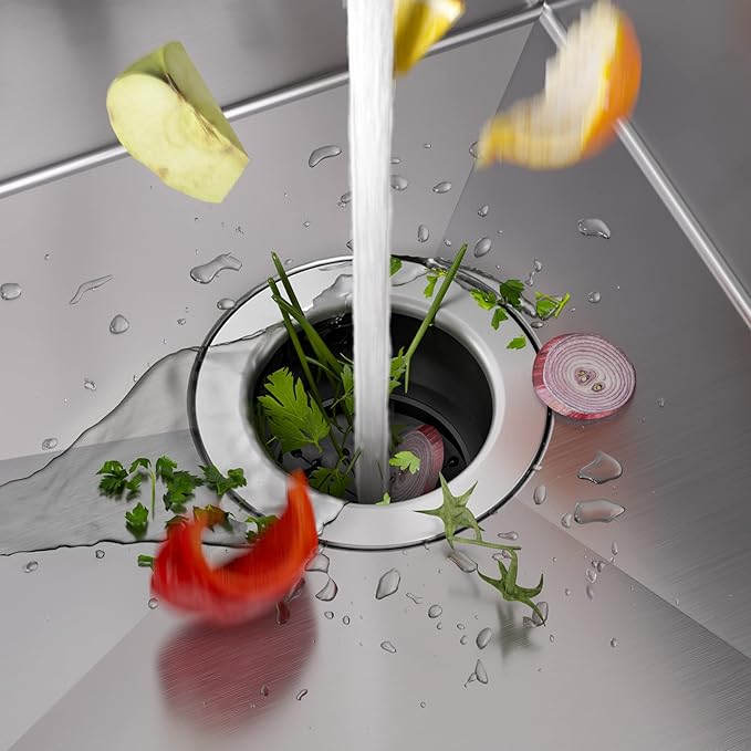 KRAUS Forteza™ 33” Dual Mount 60/40 Double Bowl Granite Kitchen Sink in Black with WasteGuard™ Continuous Feed Garbage Disposal, KGD-50BL-100-75MB