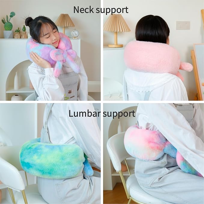 Travel Pillow Multifunctional Airplane Travel Neck Pillow Provides Neck and Lumbar Support During Travel Airplane Pillow Colorful Green
