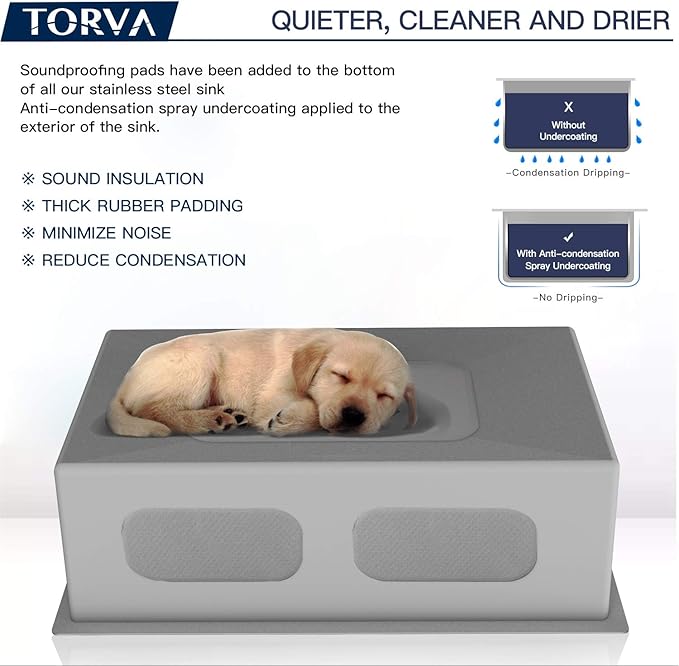 TORVA 28-Inch Undermount Kitchen Sink, Premium 304 Stainless Steel Bar Sink - 10 Inches Deep Basin Single Bowl Sink