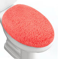 Microfiber Elongated Toilet Seat Cover 19.5"x 15" Machine Washable Solid Toilet Lid Cover Adjustable Rubber Backing Fits Most 18-19.5" L x 14-16" W Elongated Toilet Seat