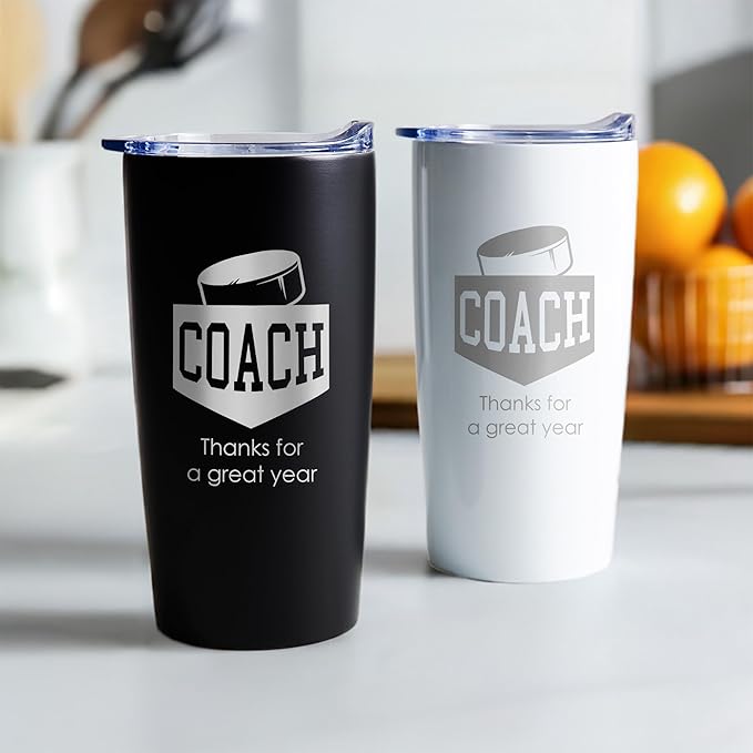Lifetime Creations Engraved Hockey Coach Tumbler: Hockey Coaches Gifts, Hockey Coach Thank You Gift Ideas, Appreciation Gift, Insulated Stainless Steel (Matte Black, 20 Ounce Travel Mug)