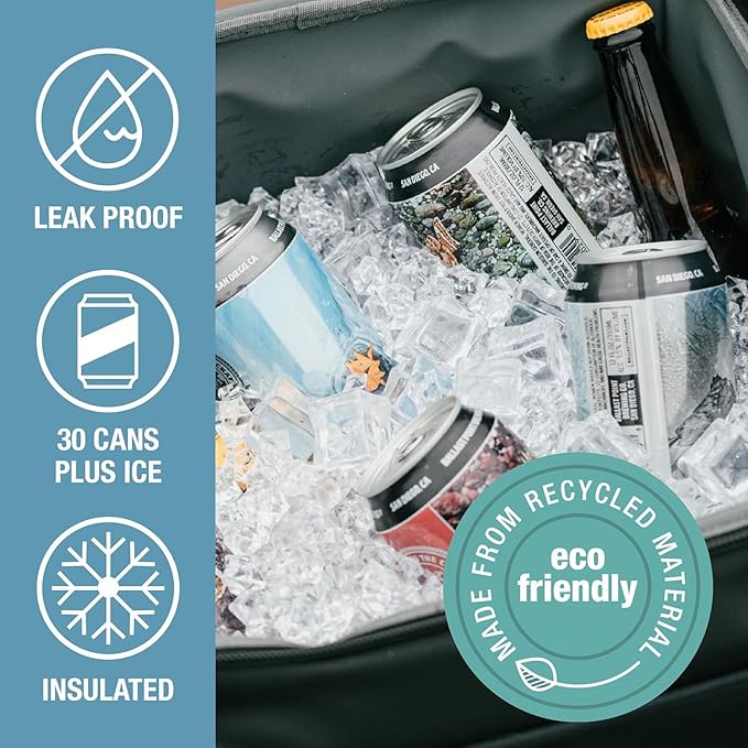 CleverMade Collapsible Insulated Cooler Bag – Leakproof Soft Folding Cooler for Beach, Travel, Car