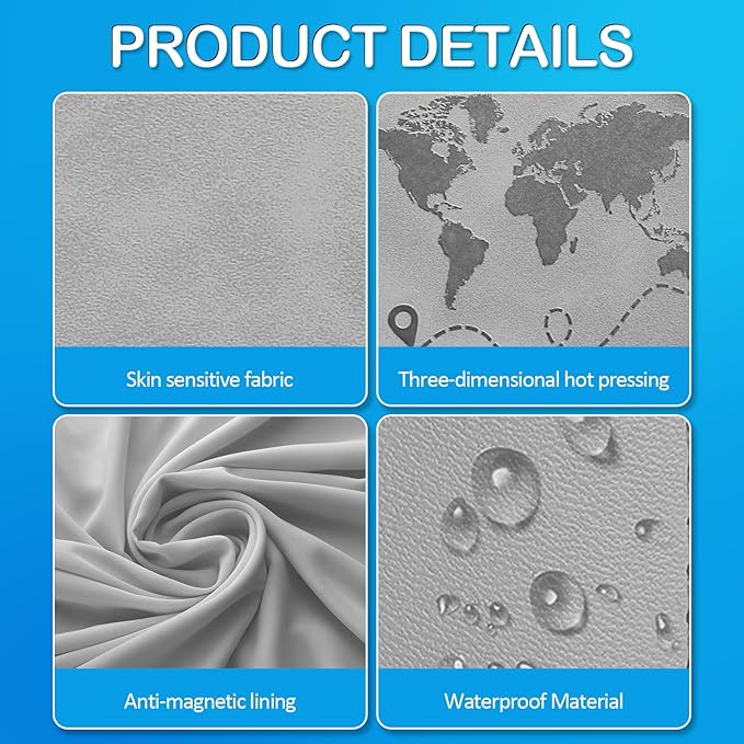 Passport Holders, RFID Blocking Credit Card Holder, PU Leather Vaccine Card Holders for Travel with Magnetic Buckle, Travel Must Haves Cruise Ship Essentials for Men, Women (Grey)