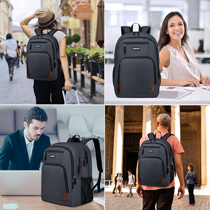 School Backpack for Teen Boys & Girls - 8 Compartments Water Resistant Bookbag with Large Laptop Sleeve | 15.6 Inch Anti-Theft College Student Backpack, Black