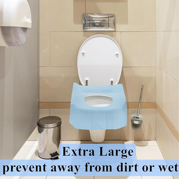 Tebery 100 Pack Toilet Seat Covers Disposable, Individually Wrapped Travel Toilet Cover, Extra Large Potty Seat Liners Portable, Waterproof Potty Training Shield for Public Restroom, Trip, Outdoors