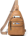 Sling Bag for Women Cross Body Purse Fanny Pack Sling Backpack Vegan Leather Shoulder Crossbody Bag Travel Tan
