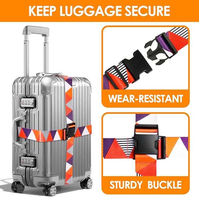 Adjustable Travel Luggage Strap Suitcase Belt Travel Bag Accessories 1.96 in W x 6.23 ft L