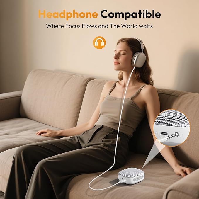 Portable Sound Machine for Travel, White Noise Sound Machine for Sleeping with Night Light, Mini Noise Machine with 20 Quality Non-looping Sounds, Headphone Jack, Memory, Timer for Adults,Hotel