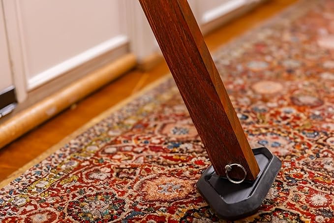 Super Heavy Duty Security Door Wood Grain Finish Lock Bar Fully Adjustable Door Stopper Device for Home Defense for Residential and Commercial Use to Protect Against Forced Entry