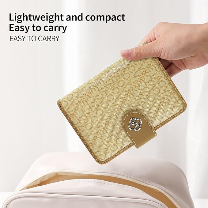 Passport Holder Wallet Bag with AirTag Holder, Card Slots Passport Solt Ticket Cash Solt, Photo Solt Sim Card Pen Slot.Apricot