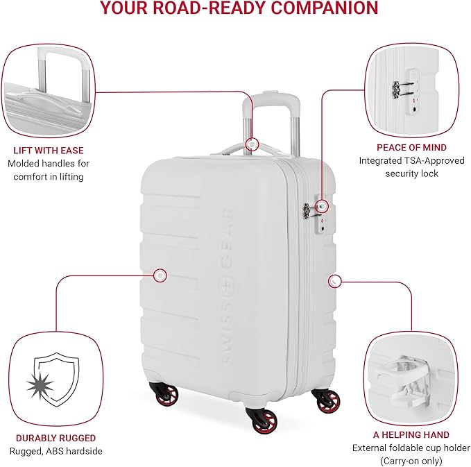 SwissGear 7366 Hardside Expandable Luggage with Spinner Wheels, White, 2-Piece Set (19/27)